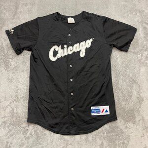 Vintage Chicago White Sox Frank Thomas Black Majestic Jersey Youth XL USA Made